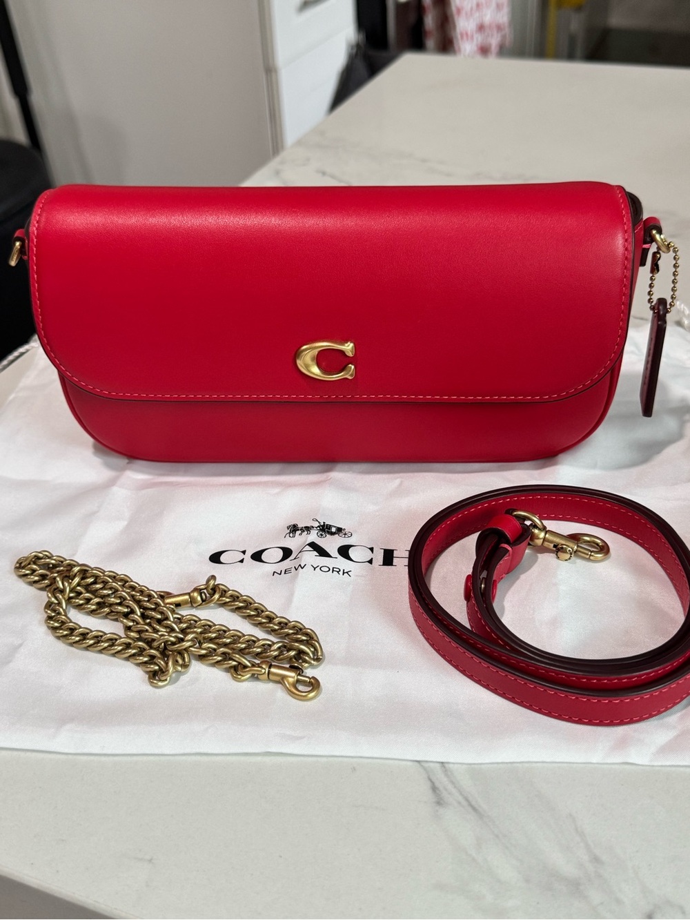 NWT - Coach - Brook Flap Chain Bag - Candy Apple